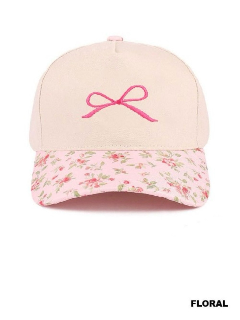 Pink Floral Bow Baseball Cap
